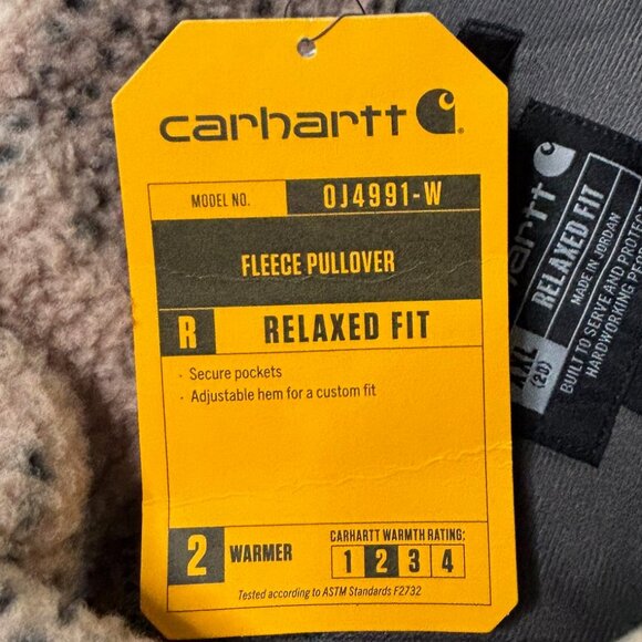 Carhartt Women’s Fleece Pullover Relaxed Fit Geo Aztec Warm Taupe Size XXL / 2XL - Picture 9 of 13